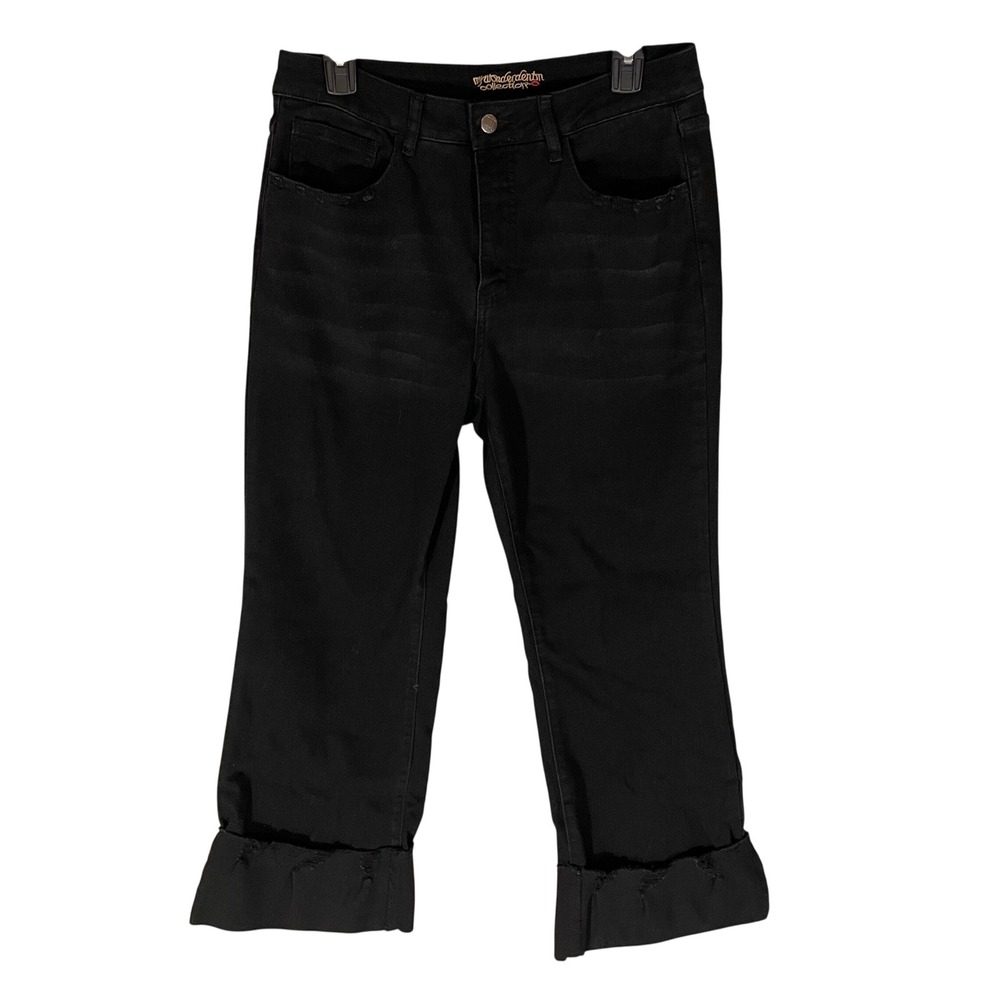 Women with Control My Wonder Denim Black High Rise Distressed Cuff Jeans 12P